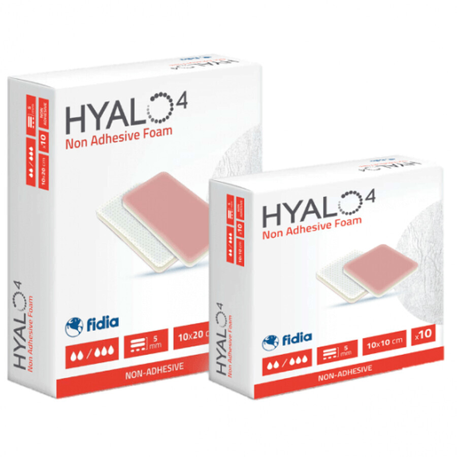 Hyalo4 niet-hechtend schuimverband, 10x20 cm, 10 stuks, Fidia Farmaceutici