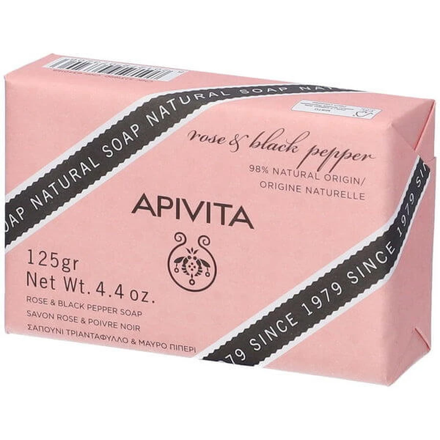 Apivita Naturalne mydło rewitalizujące róża i czarny pieprz 125g: ceny i cechy