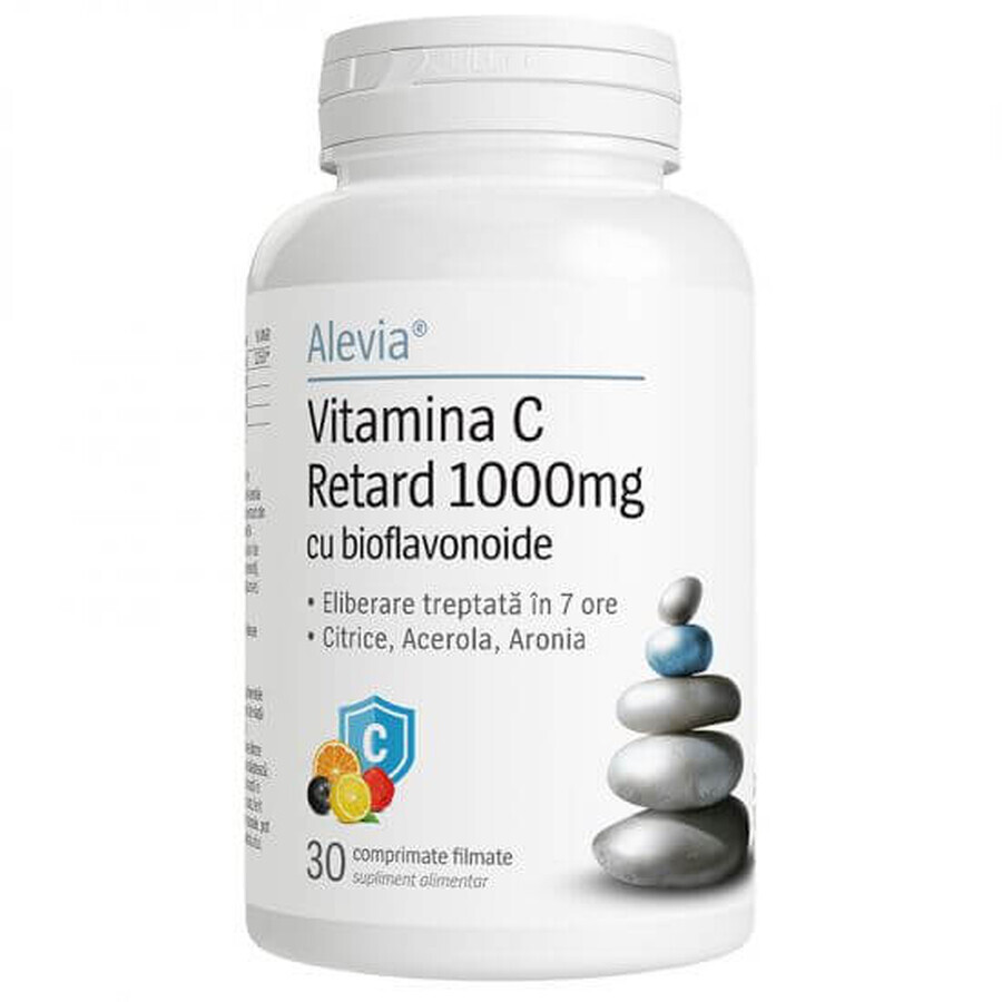 Vitamine C Retard avec bioflavonoïdes, 1000 mg, 30 gélules, Alevia
