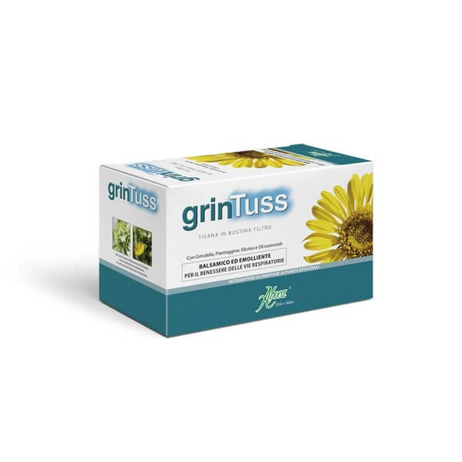 Grintuss herbal tea with herbs and honey for cough and throat 20 filters
