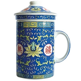 THÉIÈRE EN PORCELAINE LOTUS BLEU