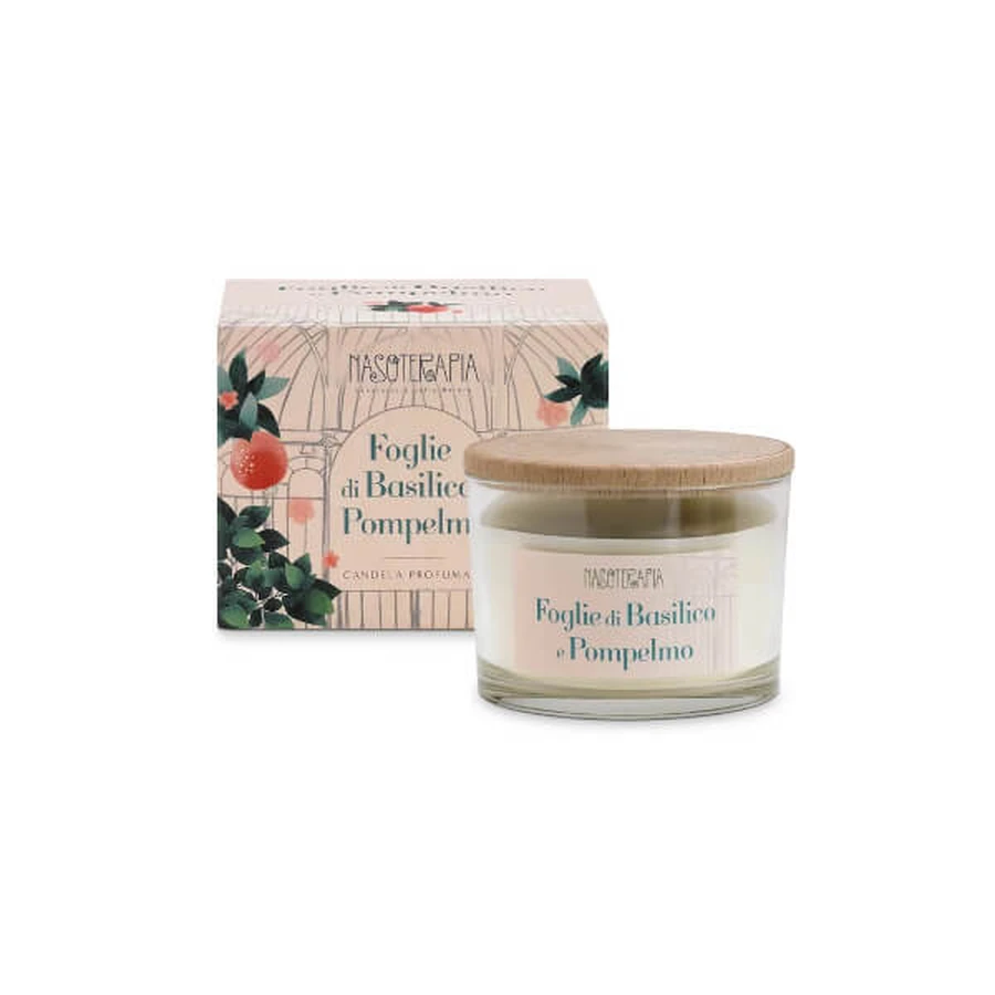 Kaars 140g Basilicum en Grapefruitblaadjes