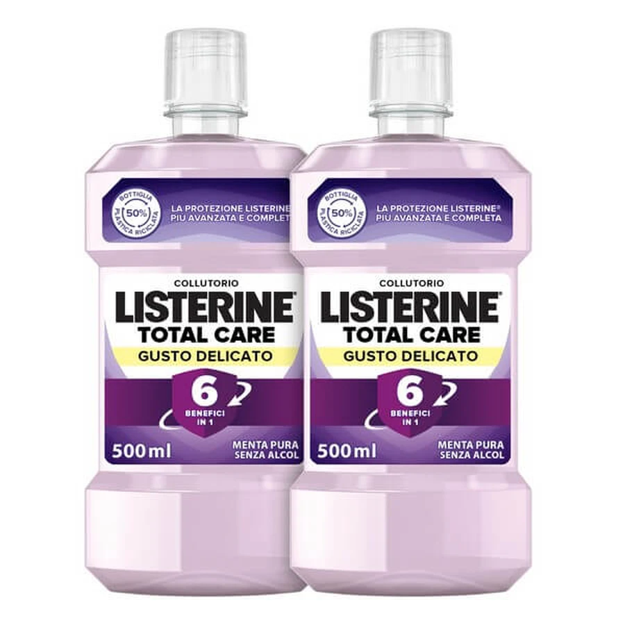 Listerine total care płyn do płukania jamy ustnej łagodny smak zestaw 2×500 ml: ceny i cechy