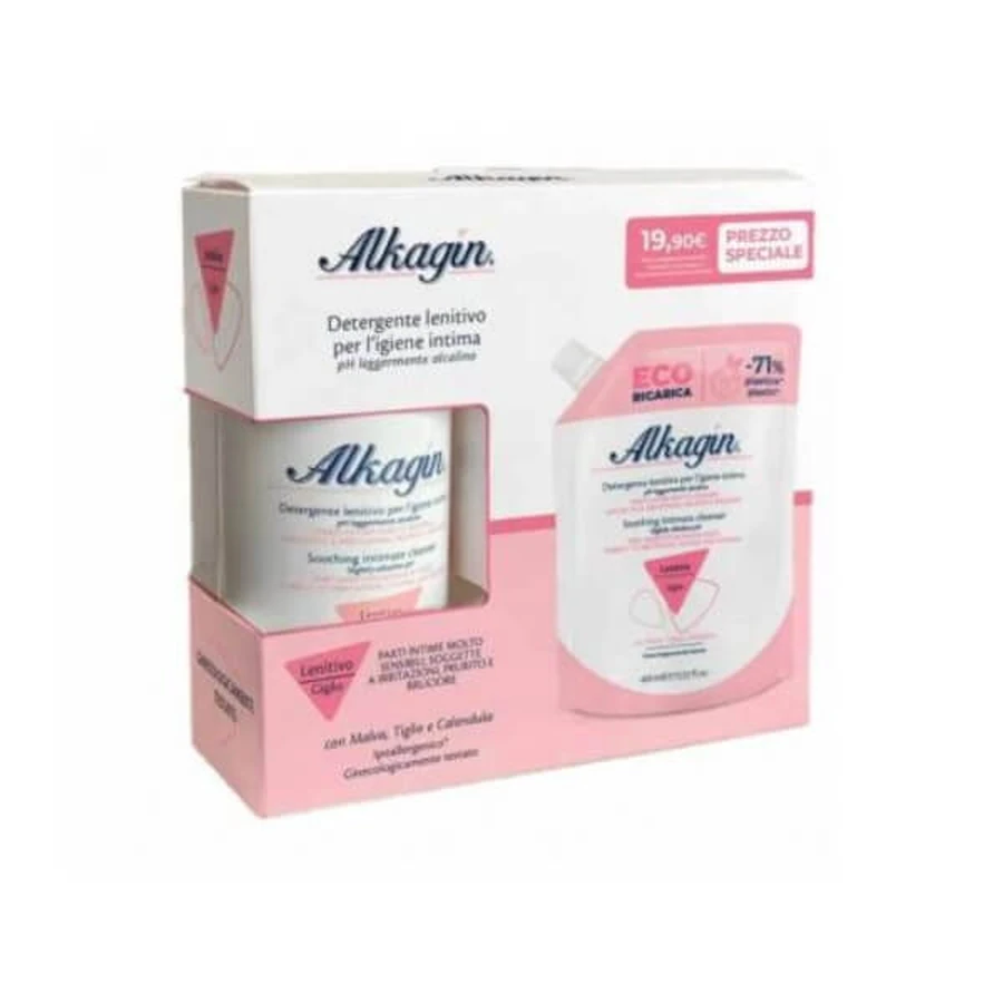 Alkagin Intieme Kalmerende Reinigingsgel pH7 400ml + Ecoricarica 400ml