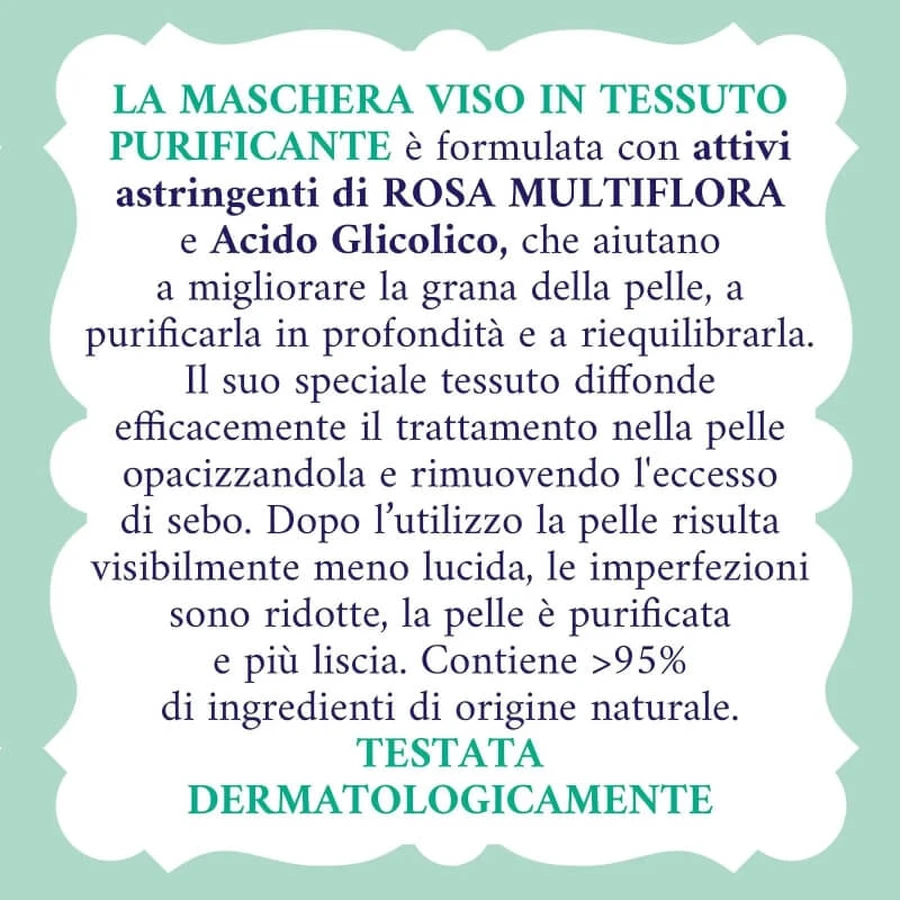 Purifying rose water - mattifying anti-imperfection fabric face mask