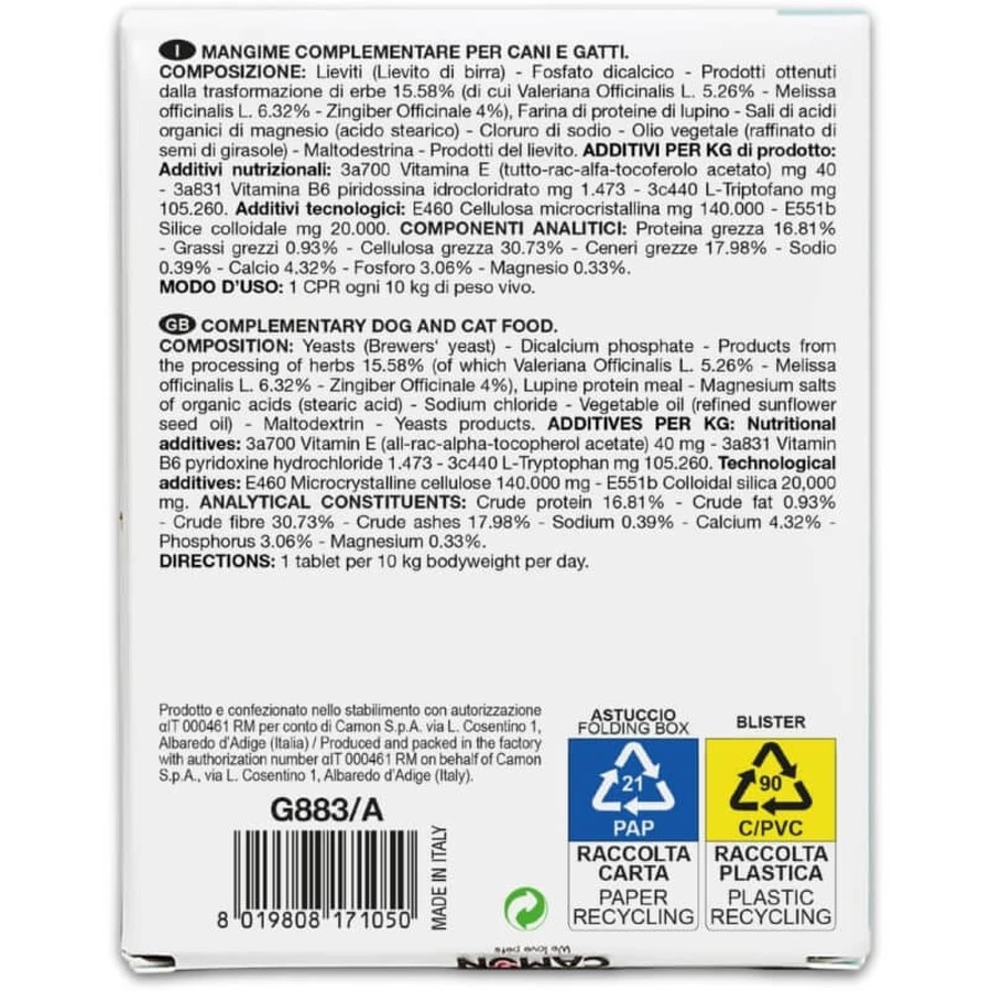 Camon Aequilibriavet 30 tablets - complementary food for animals with stress and anxiety