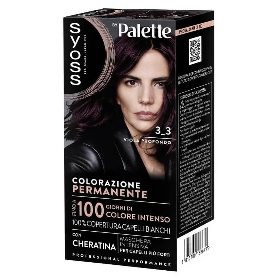 Paleta Syoss - coloración permanente 3-3 morado oscuro