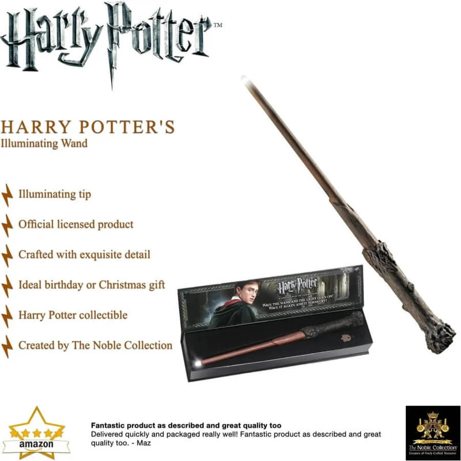 Noble collection baguette magique harry potter avec pointe lumineuse