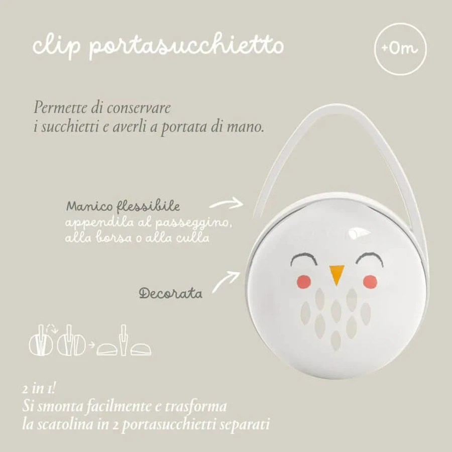 Suavinex bonhomia - witte uil fopspeenhouder