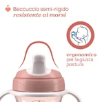 Taza de entrenamiento Chicco - boquilla antigoteo con asas extraíbles rosa 6m+