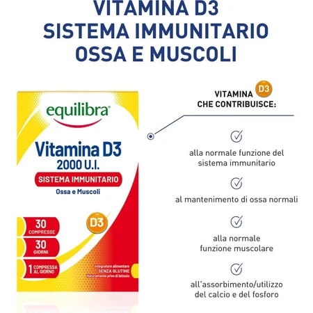 Equilibra vitamine d3 2000 ui 30 comprimés - supplément immunostimulant
