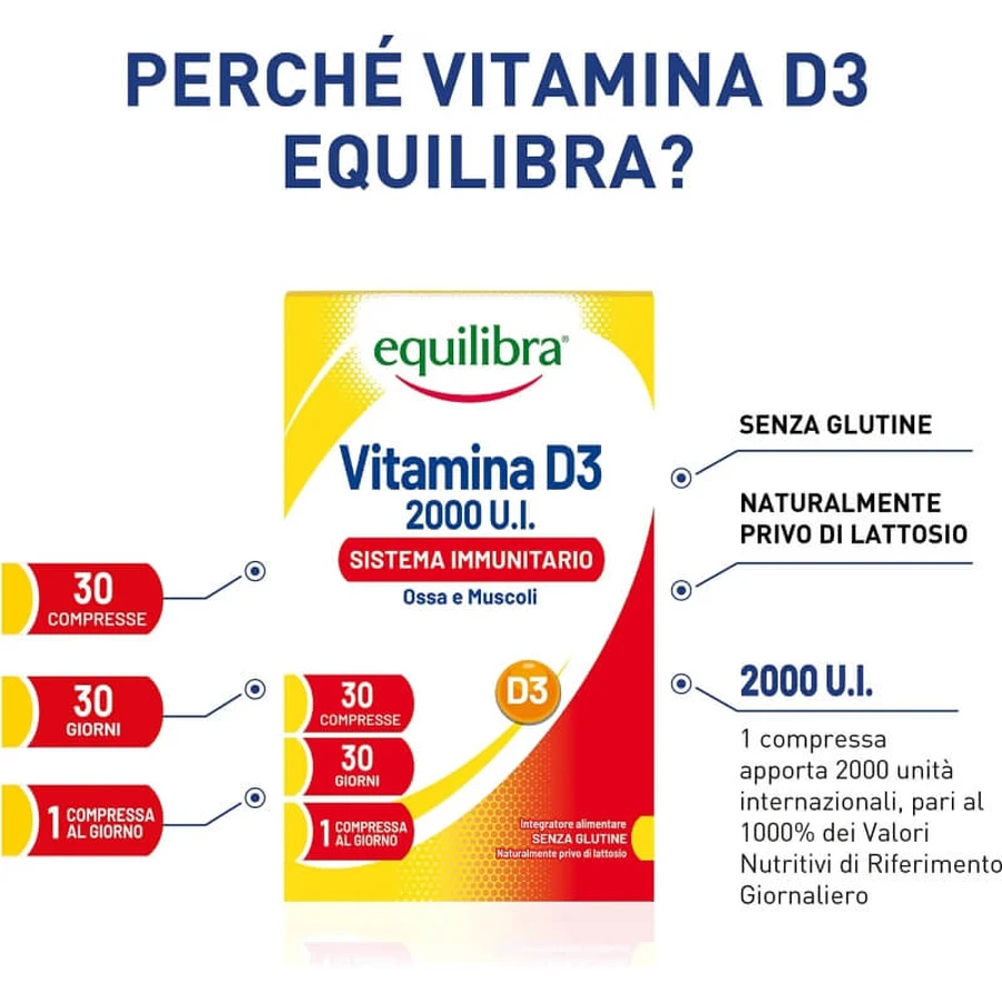 Equilibra vitamine d3 2000 ui 30 comprimés - supplément immunostimulant