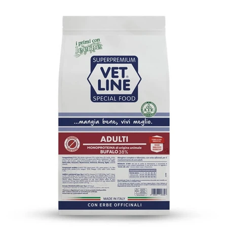 Vet line Adult buffalo - aliment sec complet pour chiens 12,5 kg