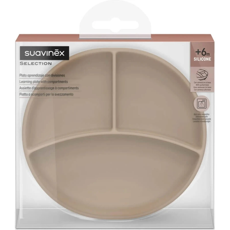 Suavinex color essence - siliconen bord met verdelers - beige