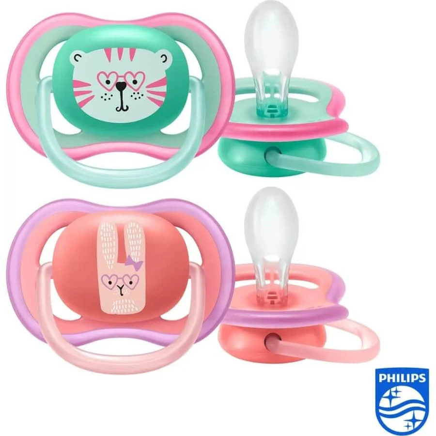 Avent ultra air 18m+ - 2 pacifiers pink assorted patterns