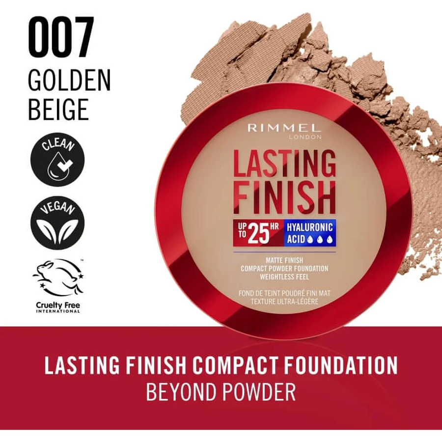 Rimmel duurzame finish - compacte foundation - nr. 07 goudbeige