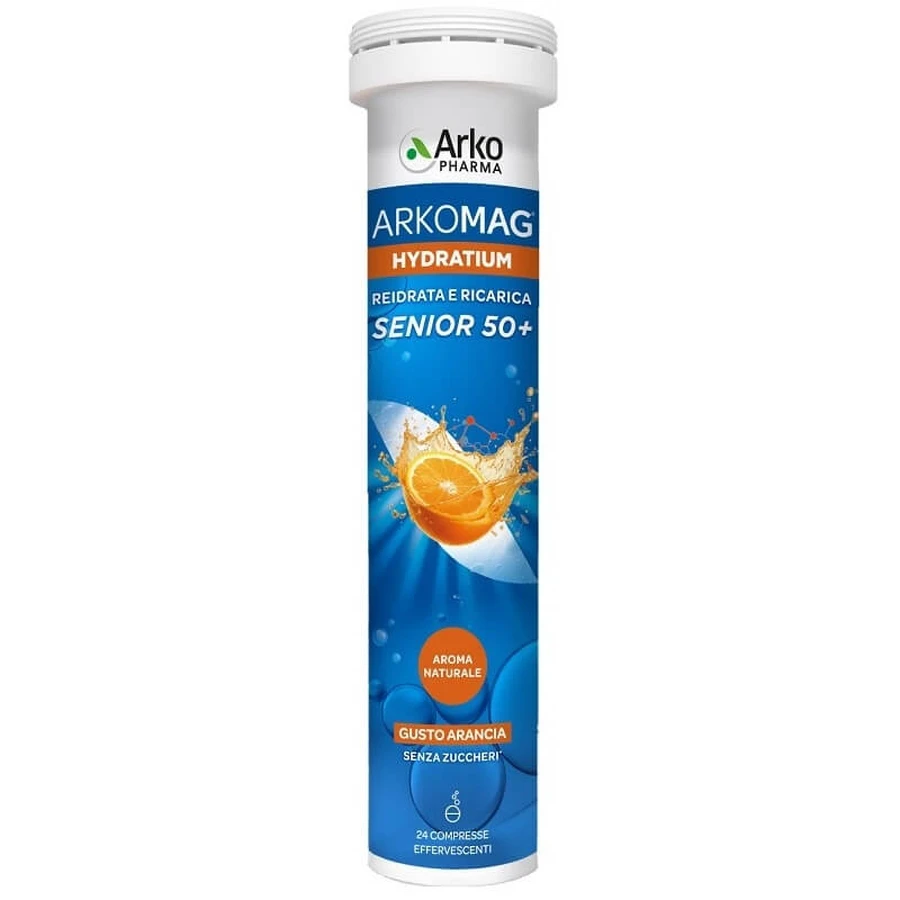 Arkomag hydratum senior 50 + orange flavor 24 effervescent tablets - rehydrating supplement