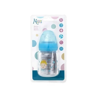 Kiokids Babyfles met siliconenspeen - blauw 0m+ 150 ml