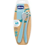 Chicco cuchara blanda silicona 6m+ bipack color azul claro