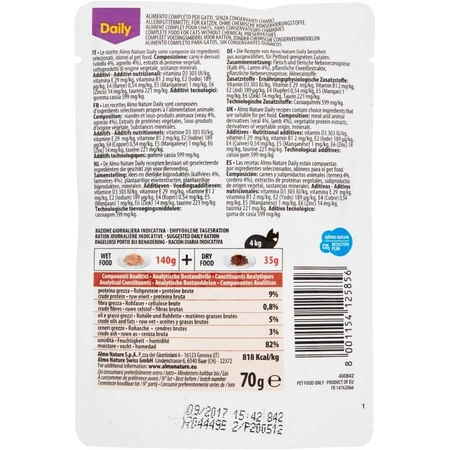 Almo nature Daily menu Kalb- und Lammfleisch - Alleinfuttermittel für ausgewachsene Katzen 70 gr