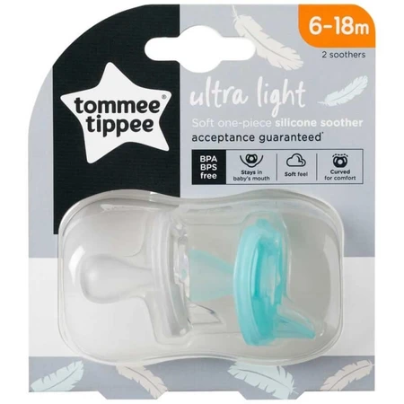 Tommee tippee Suzeta ultra ușoară - 2 suzete ultra ușoare din silicon 0-6 luni