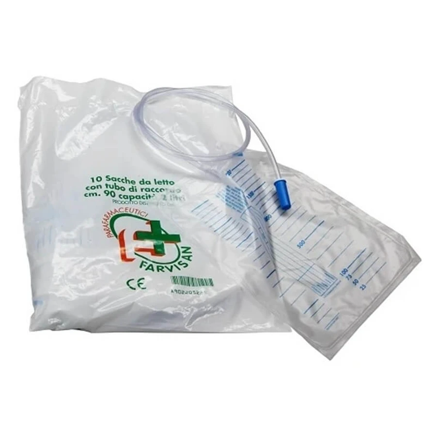 10 bedside urine bags with connecting tube 90 cm