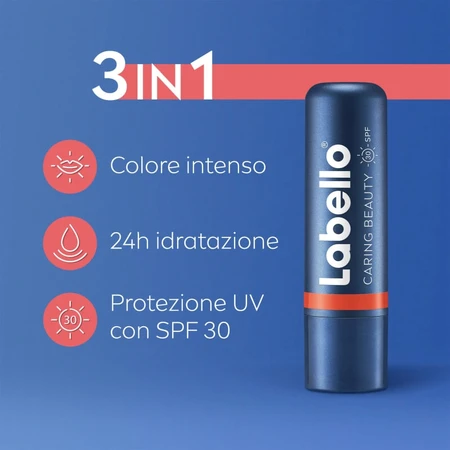 Labello caring beauty spf30 - lip &amp; wang balsem 3in1 - koraal