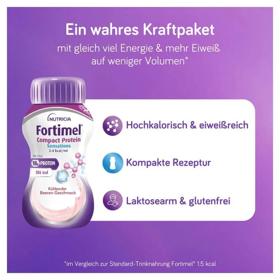 Fortimel Compact Eiwit 2,4 Kcal Koelen Bessen 4X125 ml