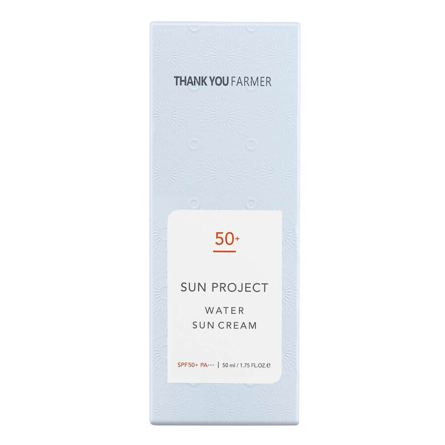 Crema de protectie solara cu SPF 50+ PA+++ Sun Project Water, 50 ml, Thank You Farmer