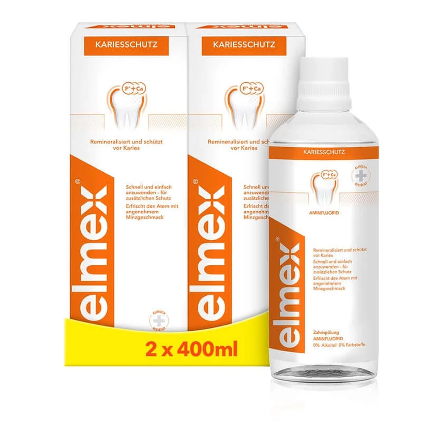 elmex caries protection bain de bouche pour protéger 2 pcs.