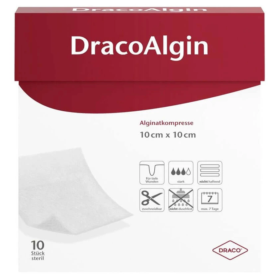 Dracoalgin 10x10 cm compresse d'alginate 10 pcs.