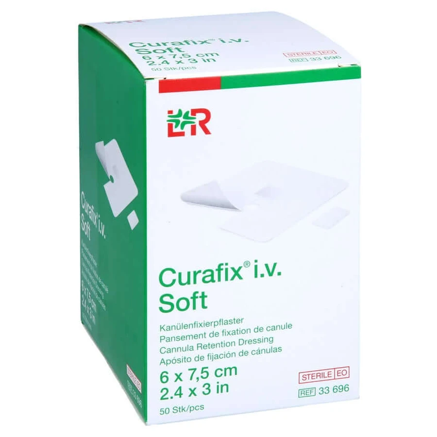 Curafix i.v. Zachte canule fixatiepleister 6x7,5 50 st.