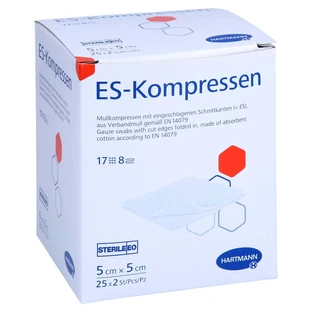 Es-compressen steriel 5x5 cm 8 vouwen 25X2 st.