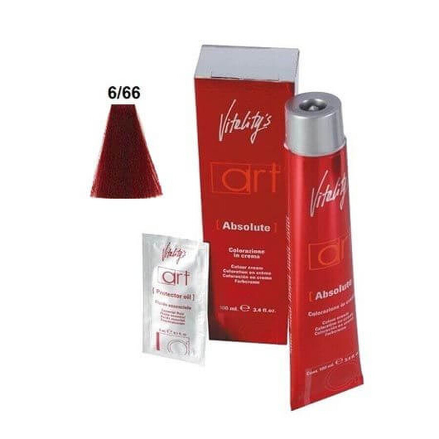 Tintura per capelli permanente Vitality's Art Absolute con ammoniaca 6.66 100ml