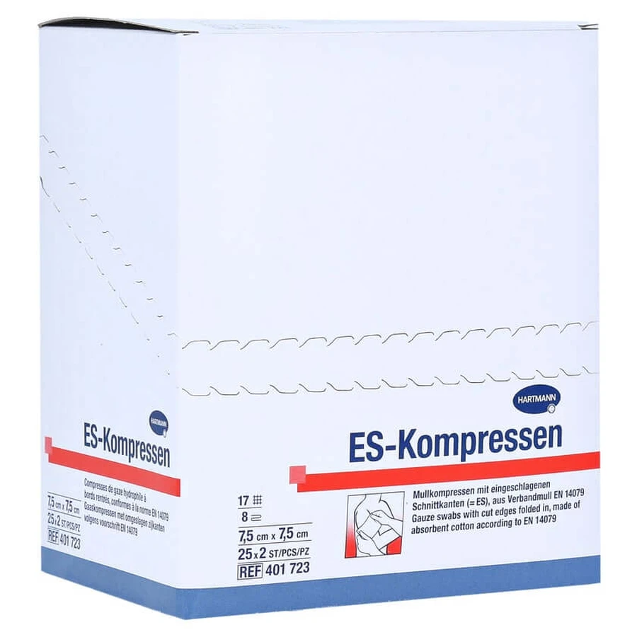 Es-comprese sterile 7,5x7,5 cm 8 pliuri 25X2 buc.