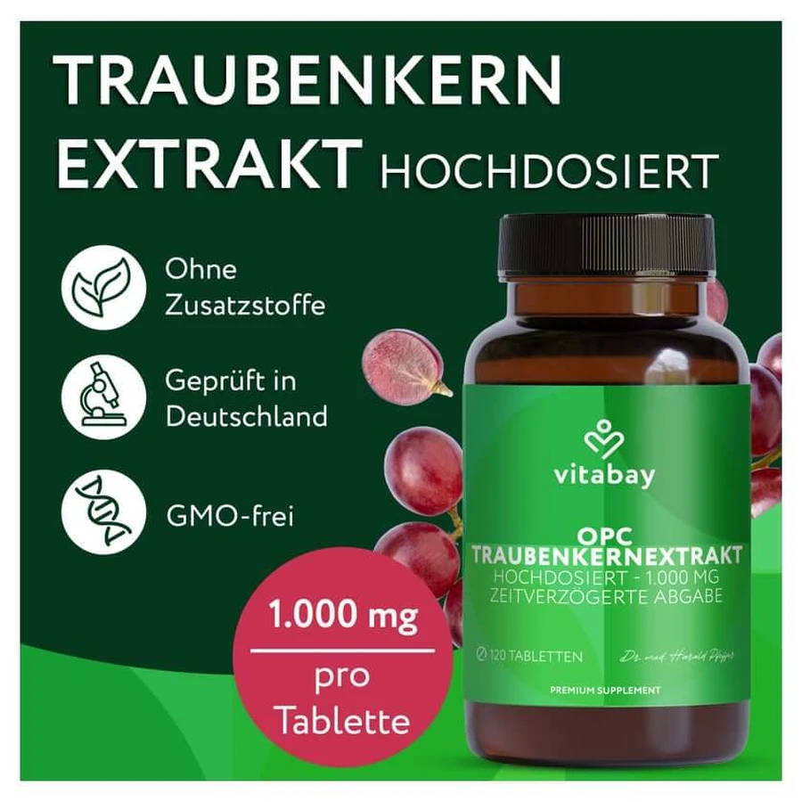 Vitabay OPC Extract de semințe de struguri 1000 mg doză mare 120 St