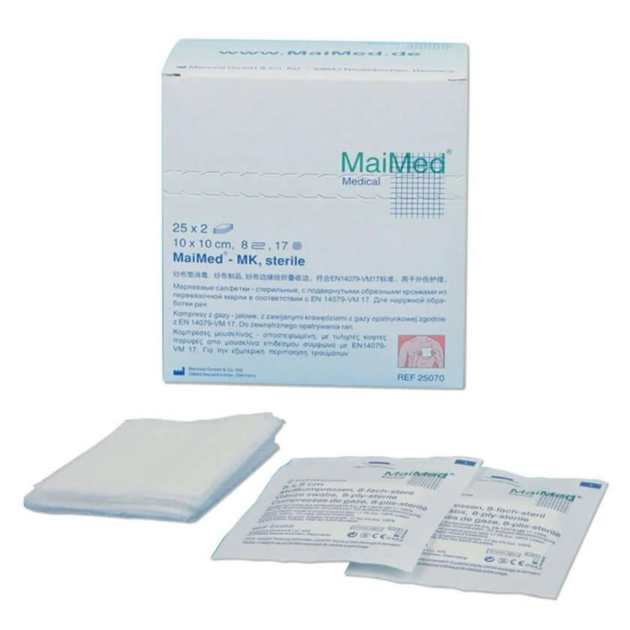 Compresas de gasa 10x20 cm estériles 8 pliegues 25X2 uds.