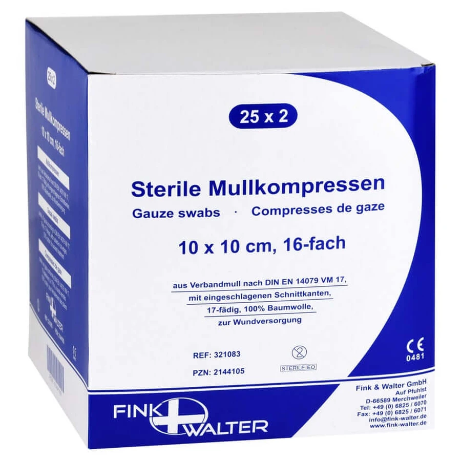 Mullkompressen 10x10 cm steril 16fach 25X2 St