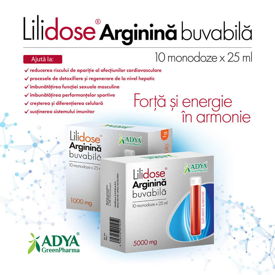 Lilidose Arginine Buvabila 5000mg 25ml x 10monodz Adya Green