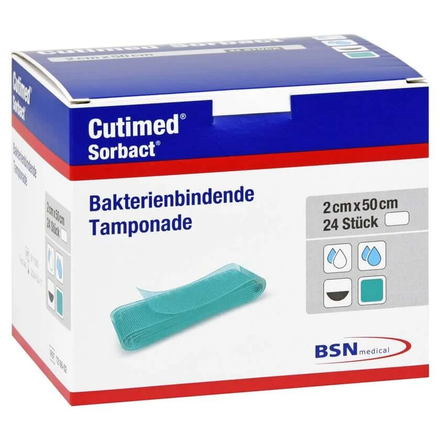 Cutimed Sorbact Tamponades 2x50 cm 24 st.