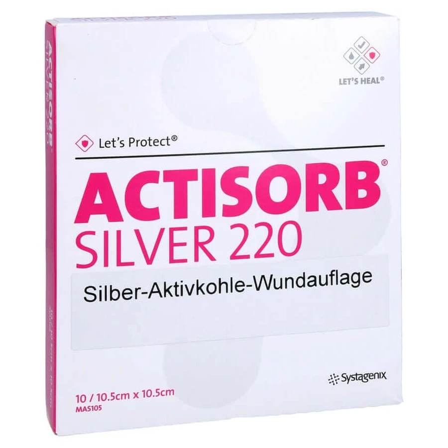 Actisorb 220 Argent 10.5x10.5 cm stérile 10 pcs.