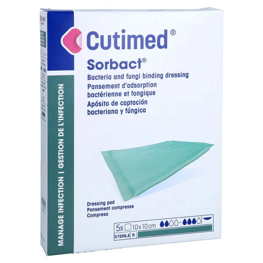 Cutimed Sorbact absorbent compresses 10x10 cm 5 pcs.