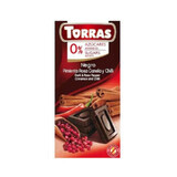 Zartbitterschokolade mit rotem Pfeffer, Zimt und Chilizucker und glutenfrei 75g TORRAS