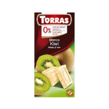 Suiker- en glutenvrije witte chocolade met kiwi 75g TORRAS