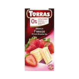 Chocolat blanc avec fraises sans sucre et sans gluten 75g TORRAS