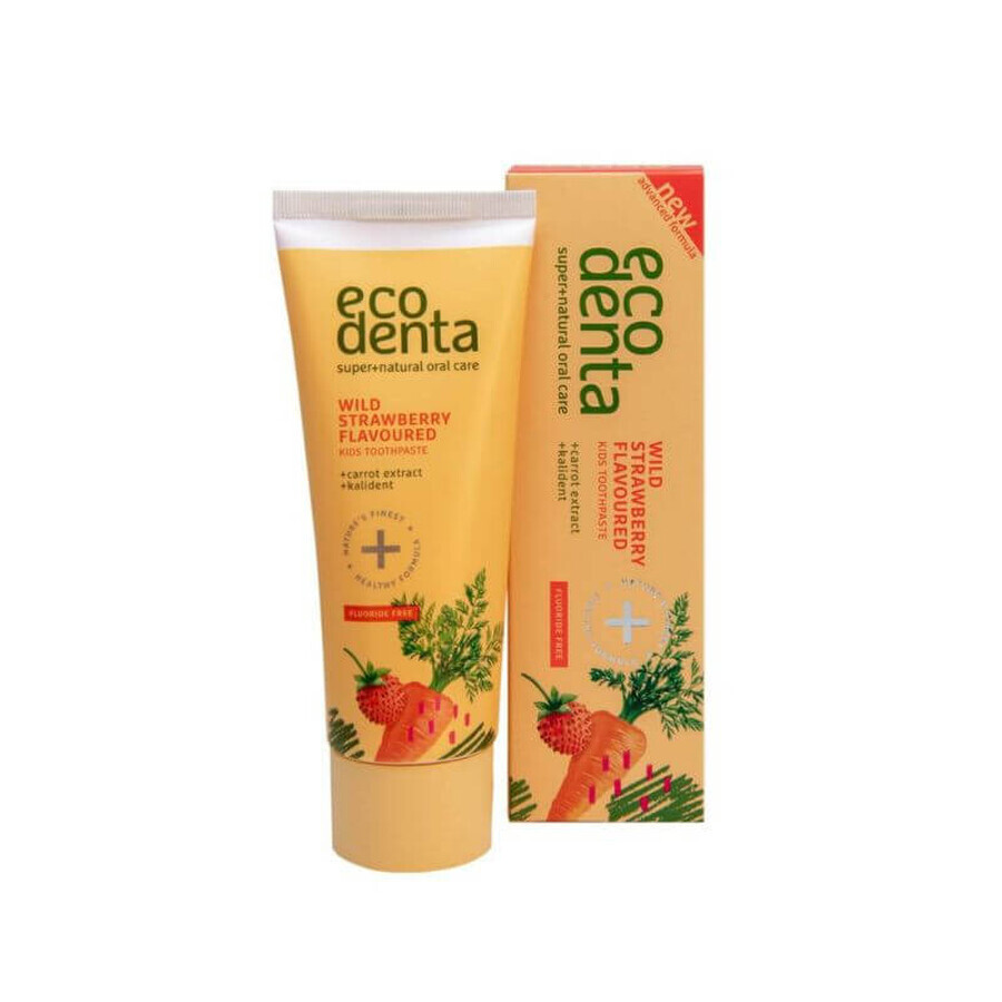 Pasta de dinti copii cu capsuni si morcov x 75ml, Ecodenta