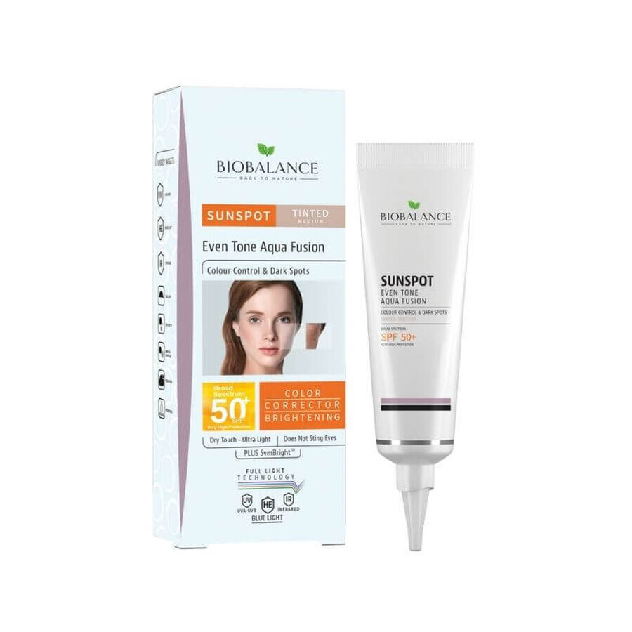 Crème solaire SPF 50+, Aqua Fusion, Medium x 40ml, Bio Balance