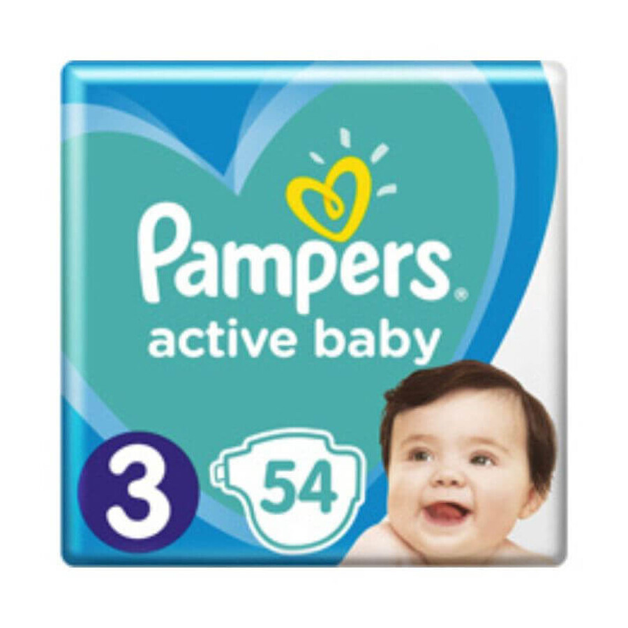 Pampers Actieve Babyluier 3, 6-10 kg 54 stuks