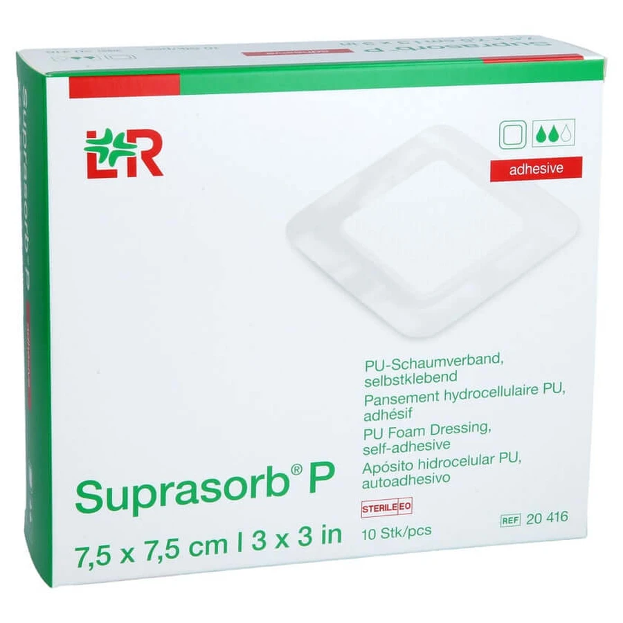Suprasorb P Pu-foam self-adhesive 7,5x7,5 Cm 10 pcs.