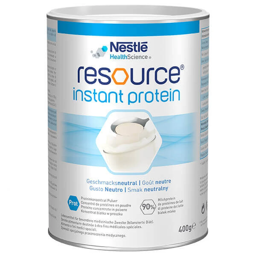 Resource Instant Protein Nutritional Supplement, Unflavored, 2x400 g, Nestlé